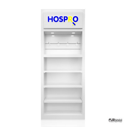 ตู้แขวนสินค้าพร้อมชั้นวางสินค้า